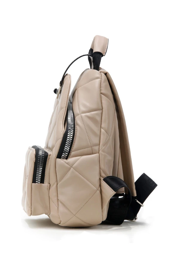 Kadın Deri Görünümlü Kilitli Vizon Çanta - 3