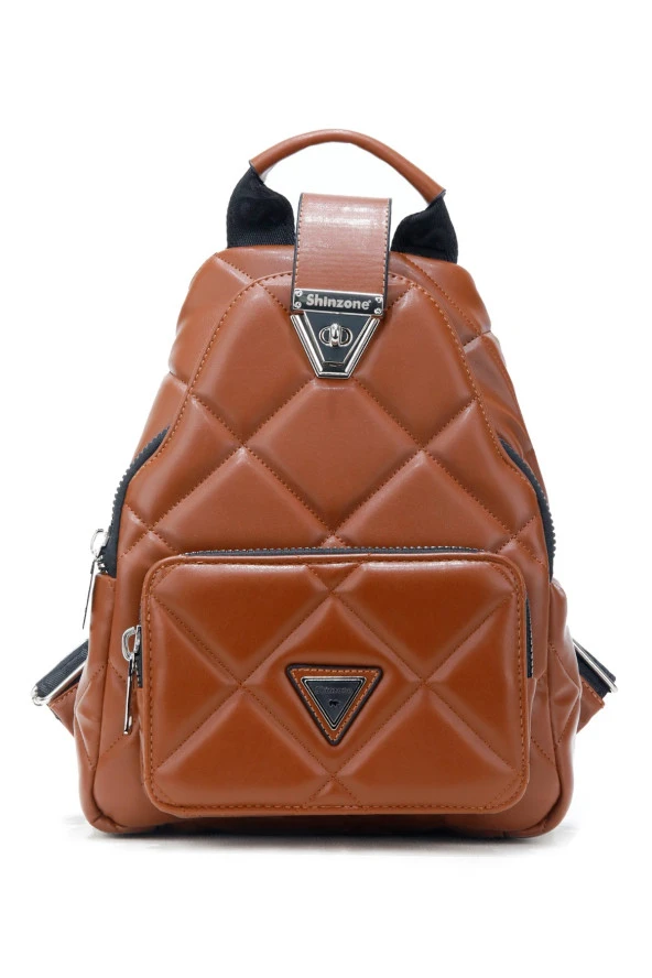 Kadın Deri Görünümlü Kilitli Kahverengi Çanta - 2