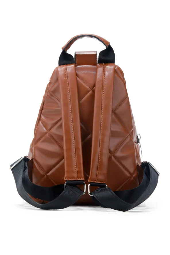 Kadın Deri Görünümlü Kilitli Kahverengi Çanta - 4