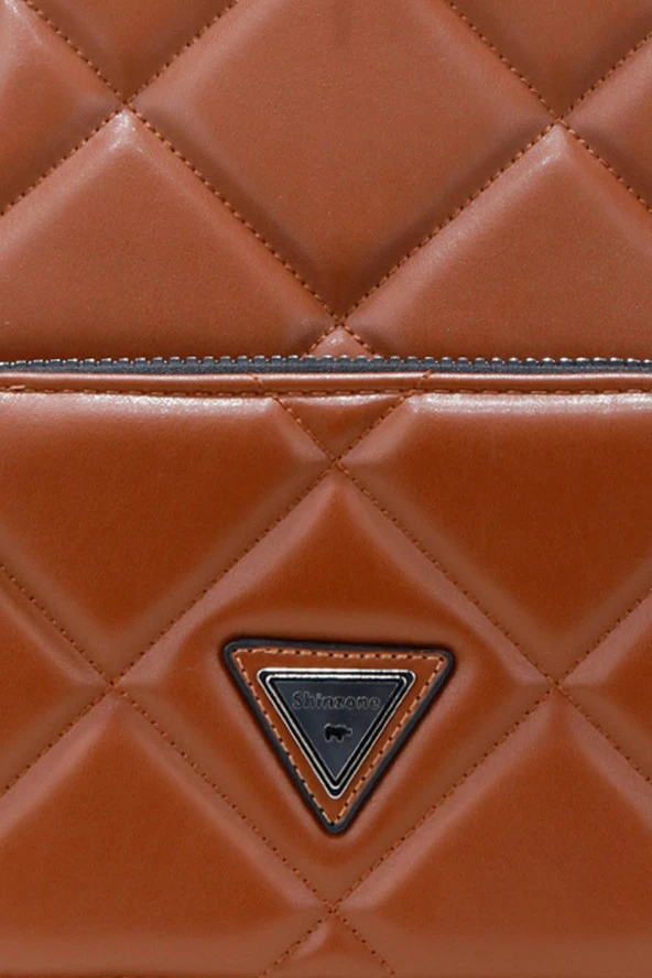 Kadın Deri Görünümlü Kilitli Kahverengi Çanta - 5