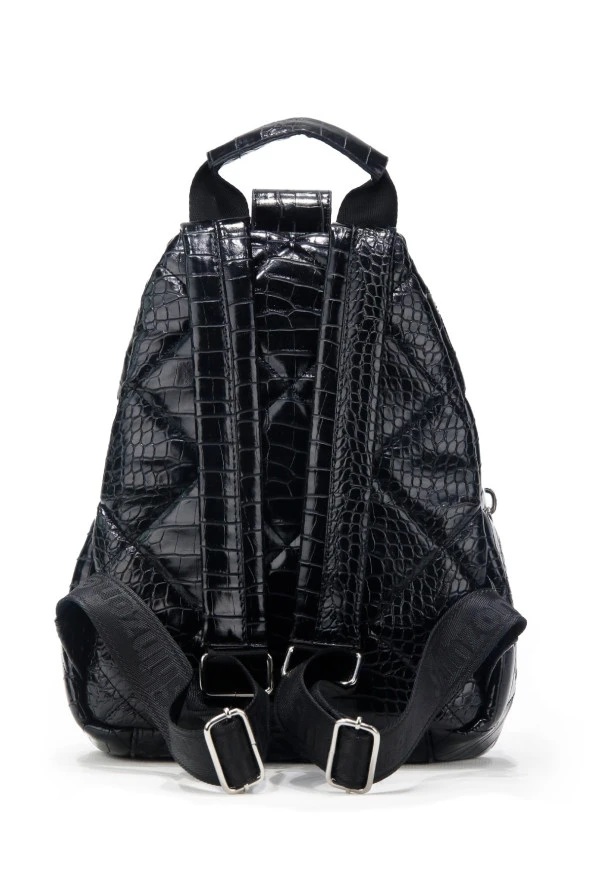 Kadın Deri Görünümlü Kilitli Siyah Çanta - 4