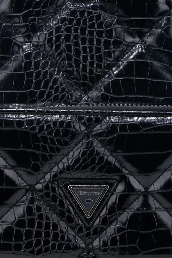 Kadın Deri Görünümlü Kilitli Siyah Çanta - 5