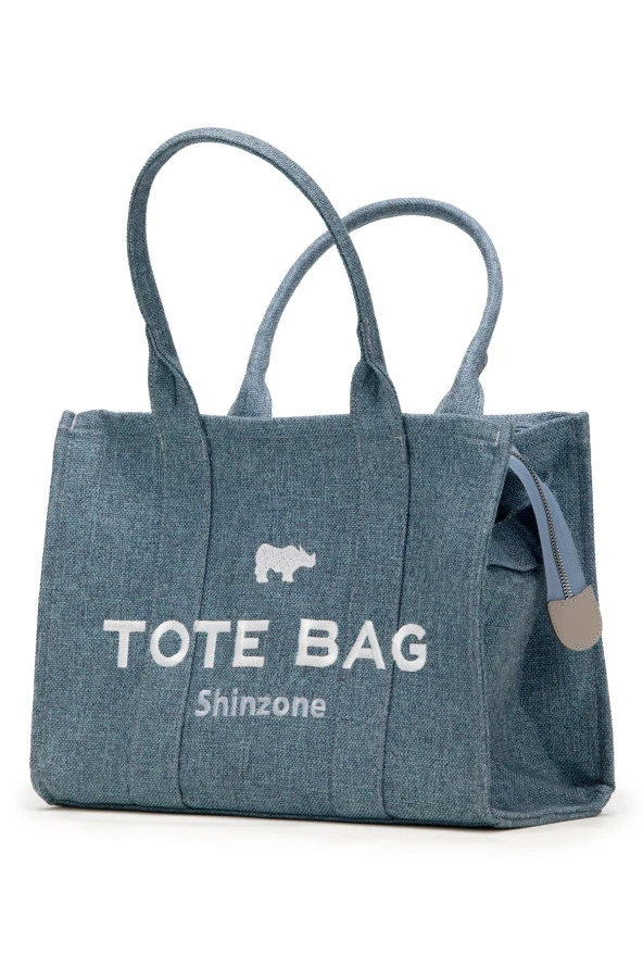 Kadın Soft Tote Bag Kanvas Turkuaz Çanta