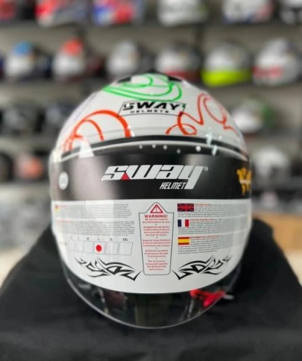 Sway 715 Şeffaf Vizörlü Yarım Motosiklet Scooter Kaskı S Beden White Flower - 5