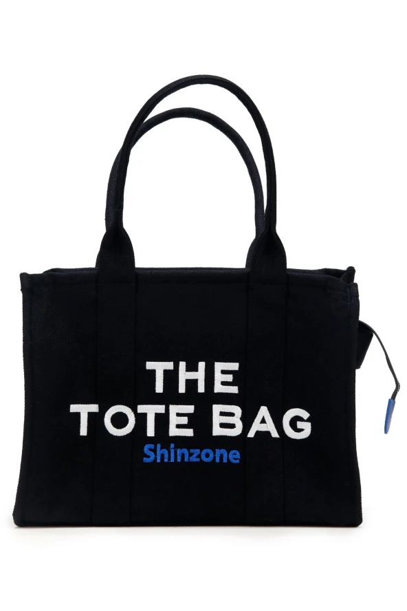 Kadın Soft Tote Bag Kanvas Siyah Saks Çanta - 2
