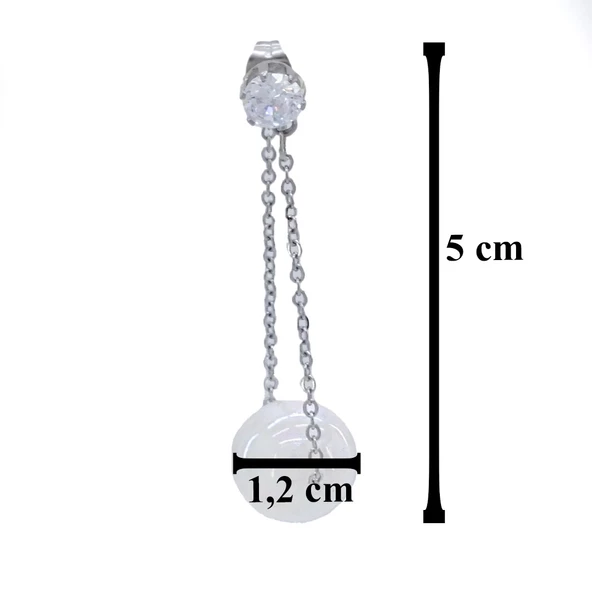 Çelik Sallantılı Küpe İnci Detaylı UNK-550 - Resim 4