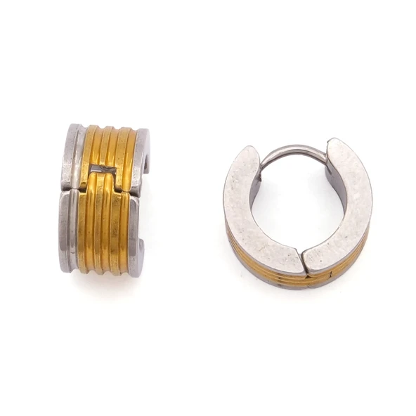 Altın Kaplama Halka Küpe Çift Renk Kalın Model UNK-700 ürün görseli 1