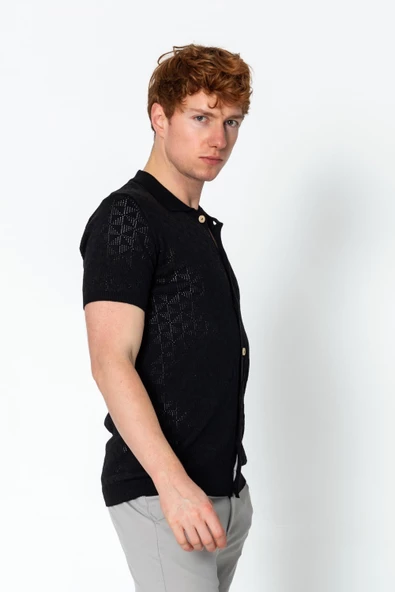 Erkek Regular Fit Örme Rahat Triko Yazlık Gömlek - 5