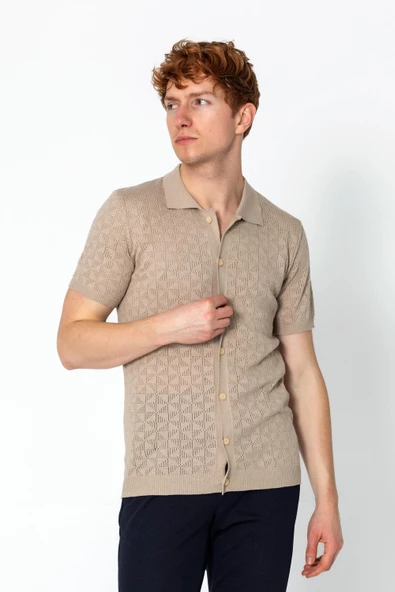 Erkek Regular Fit Örme Rahat Triko Yazlık Gömlek - 12