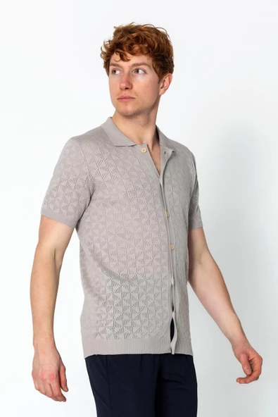 Erkek Regular Fit Örme Rahat Triko Yazlık Gömlek - 11