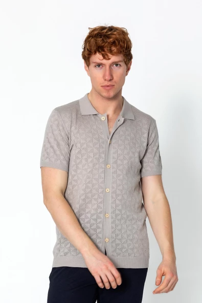 Erkek Regular Fit Örme Rahat Triko Yazlık Gömlek - 7