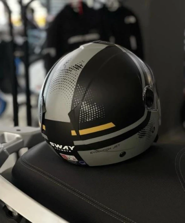 Sway 715 Şeffaf Vizörlü Yarım Motosiklet Scooter Kaskı XL Beden Gemini Grey - Resim 5