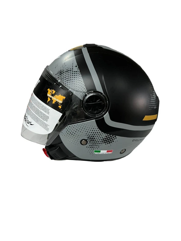 Sway 715 Şeffaf Vizörlü Yarım Motosiklet Scooter Kaskı XL Beden Gemini Grey - Resim 6