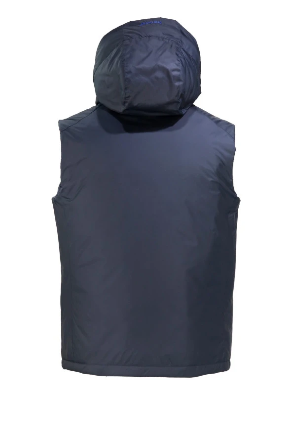 Erkek Kapişonlu Cepli Lacivert Yelek - 2