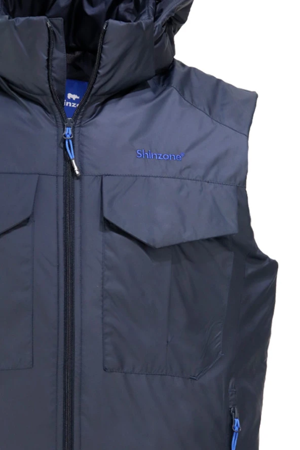 Erkek Kapişonlu Cepli Lacivert Yelek - 3