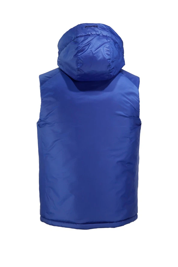 Erkek Kapişonlu Cepli Mavi Yelek - 2