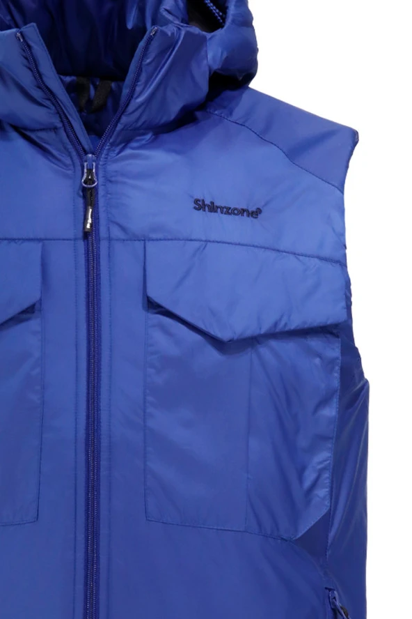 Erkek Kapişonlu Cepli Mavi Yelek - 3