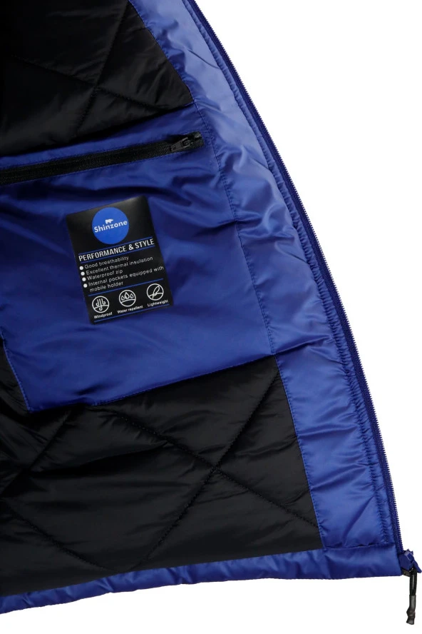 Erkek Kapişonlu Cepli Mavi Yelek - 4