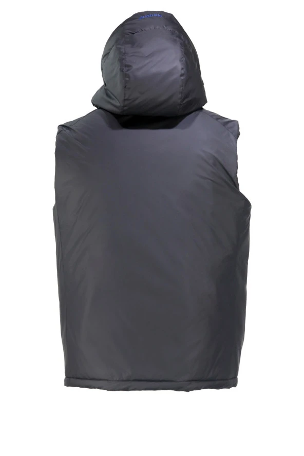 Erkek Kapişonlu Cepli Siyah Yelek - 2