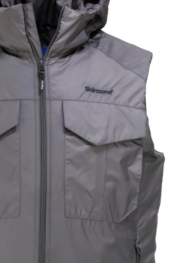 Erkek Kapişonlu Cepli Gri Yelek - 3