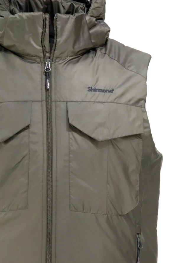 Erkek Kapişonlu Cepli Haki Yelek - 3