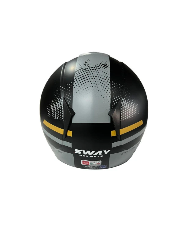 Sway 715 Şeffaf Vizörlü Yarım Motosiklet Scooter Kaskı 2XL Beden Gemini Grey - 7