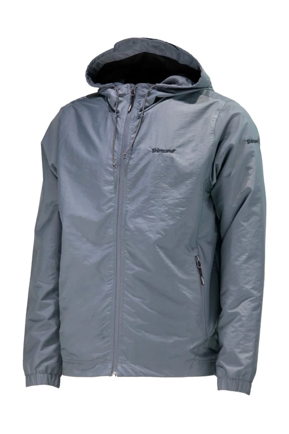 Erkek Suya ve Rüzgara Dayanıklı Gri Yağmurluk