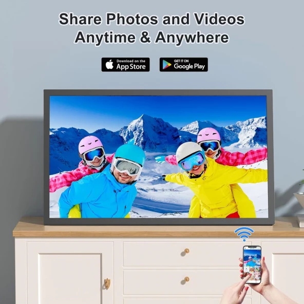 FULLJA Dijital Resim Çerçevesi - 21.5 Inc WiFi 32 GB, 1920x1080 IPS FHD 1080P - 2