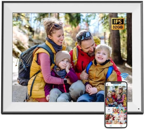 FULLJA Dijital Resim Çerçevesi - 17 Inc - 32 GB Büyük, IPS Dokunmatik - 5