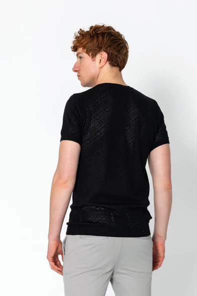 Erkek Regular Fit Bisiklet Yaka Rahat Örme T-shirt - 7