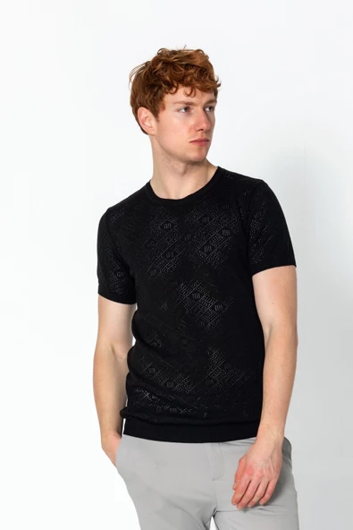 Erkek Regular Fit Bisiklet Yaka Rahat Örme T-shirt - 2