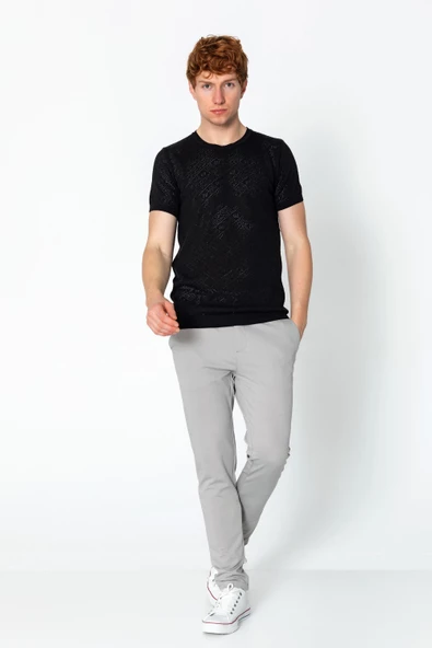 Erkek Regular Fit Bisiklet Yaka Rahat Örme T-shirt - 3