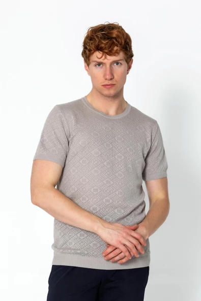 Erkek Regular Fit Bisiklet Yaka Rahat Örme T-shirt - 8