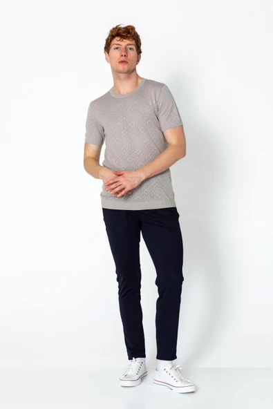 Erkek Regular Fit Bisiklet Yaka Rahat Örme T-shirt - 9