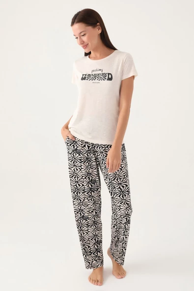 Pierre Cardin 8787 Sesling Kadın Kısa Kol Pijama Takımı