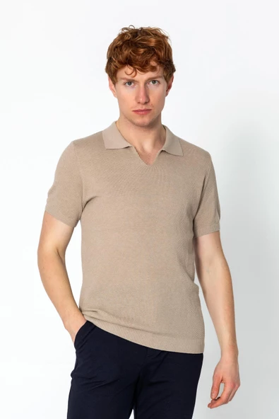 Erkek Regular Fit Yazlık Rahat Gömlek Yaka T-shirt - 12