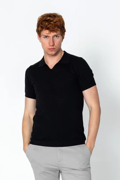 Erkek Regular Fit Yazlık Rahat Gömlek Yaka T-shirt - 3