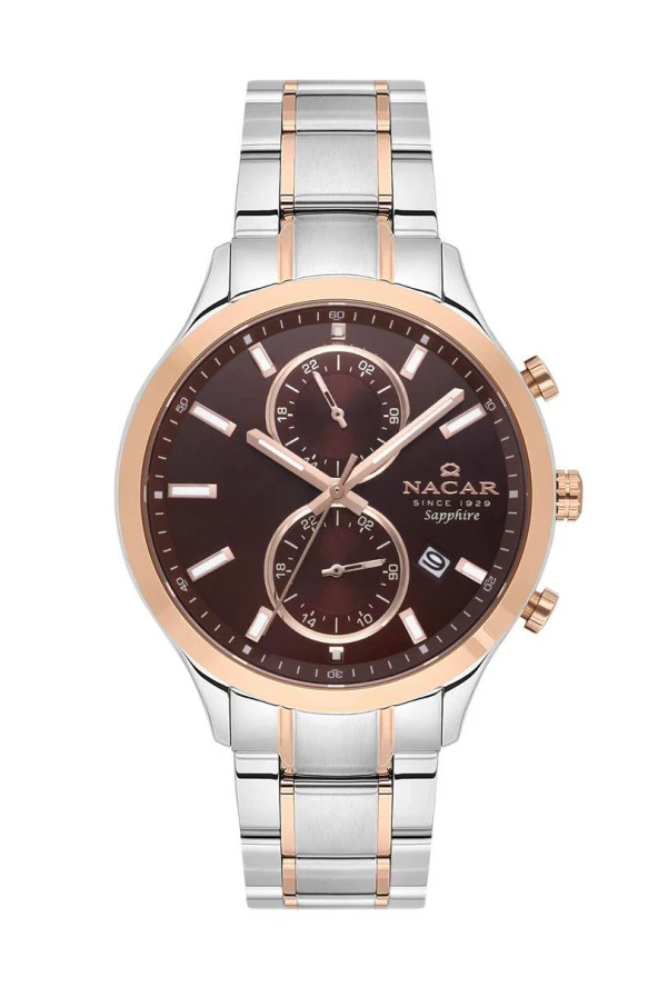 Nacar Bileklik Hediyeli Fonksiyonlu Sapphire Camlı 10 Atm 2Yıl Garantili Erkek Kol Saati 298316EKM ürün görseli