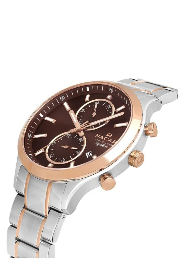 Nacar Bileklik Hediyeli Fonksiyonlu Sapphire Camlı 10 Atm 2Yıl Garantili Erkek Kol Saati 298316EKM - Resim 2