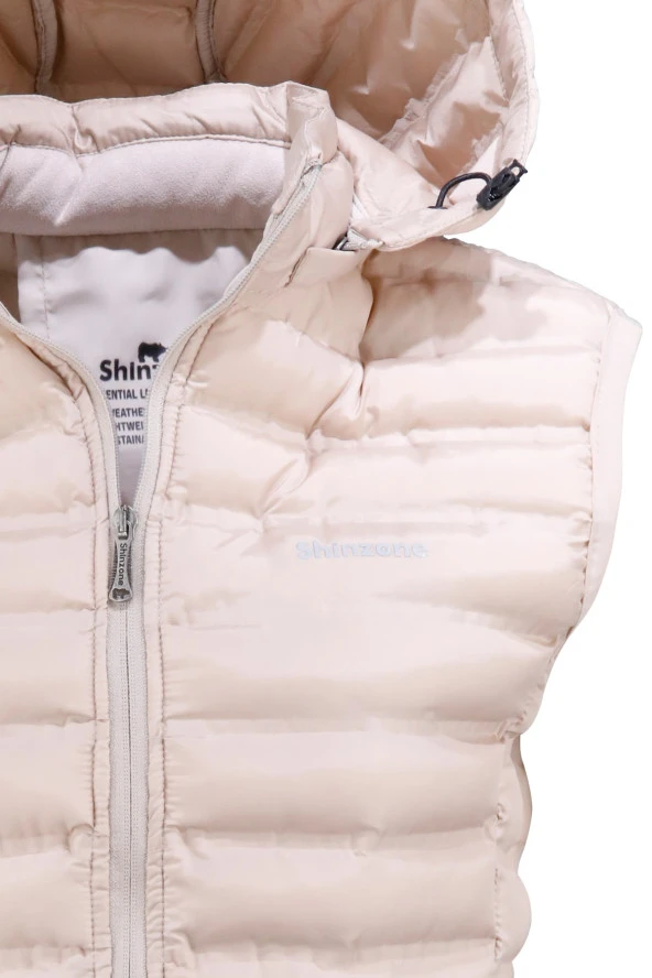 Kadın Şişme Bej Cepli Yelek - 2