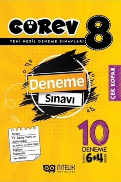 Nitelik Yayınları 8.Sınıf Görev 10 Deneme Sınavı (6 Sarmal + 4 Genel)