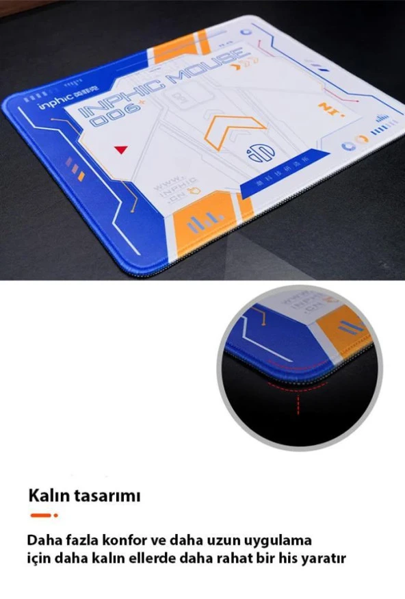 Polham 25X30 cm Kaymaz Tabanlı Yıkanabilir Kalın Mousepad, Ultra Konforlu Doğal Kauçuk Mouse Pad - 3