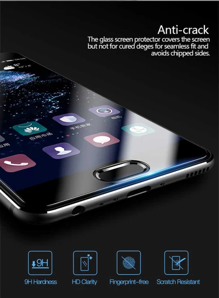 Huawei P10 Plus Ekranı Tam Kaplayan Düz Cam Koruyucu - Resim 8