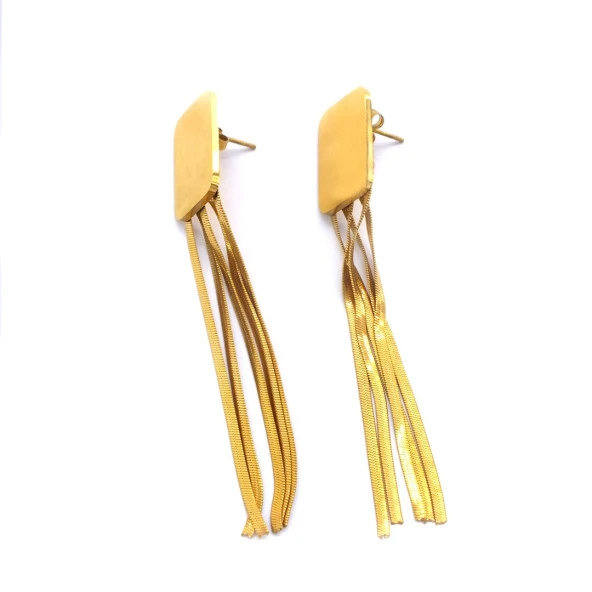 Altın Kaplama Küpe Sallantılı Tasarım Abiye Küpe UNK-612 - Resim 5