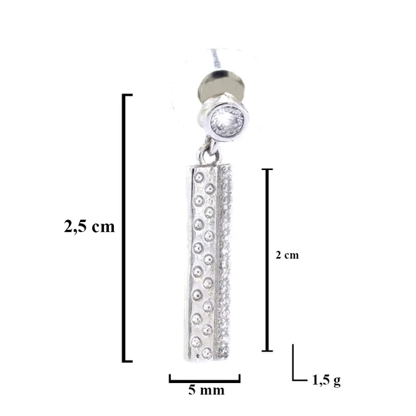 Çelik Sallantılı Küpe Zirkon Taşlı Dik Küpe UNK-587 - Resim 3