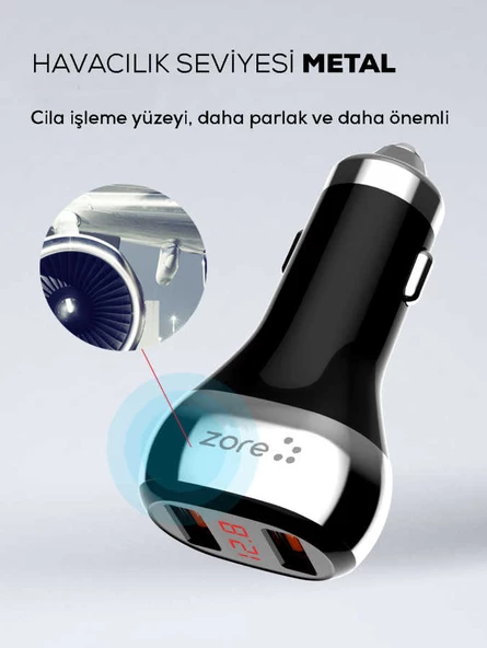 Zore ZR-C2 Micro 2 in 1 Araç Şarj Seti - 6
