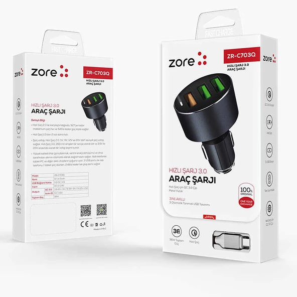 Zore ZR-C703Q Micro 2 in 1 Araç Şarj Seti