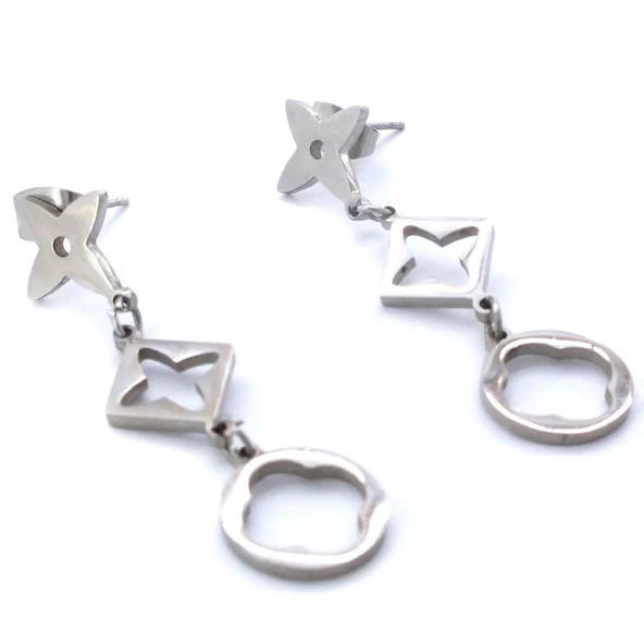 Çelik Sallantılı Küpe Tasarım Sallantılı Küpe UNK-574 - Resim 5