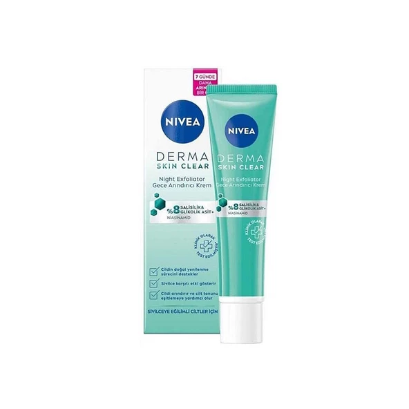 Nivea Derma Skin Clear Gece Arındırıcı Krem 40ml