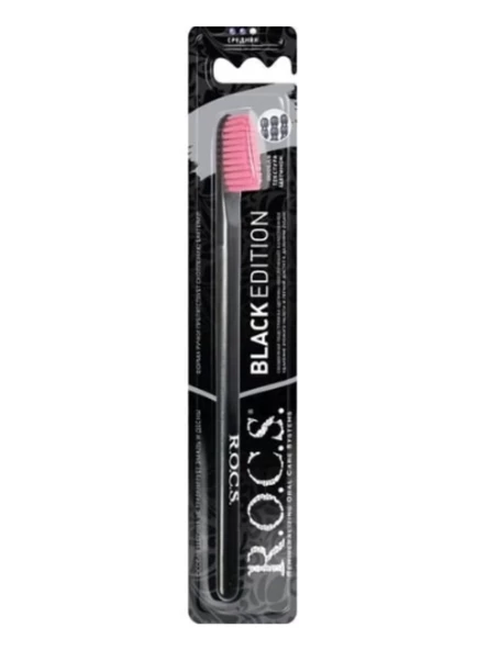 Rocs Black Edition Diş Fırçası Medium Pembe